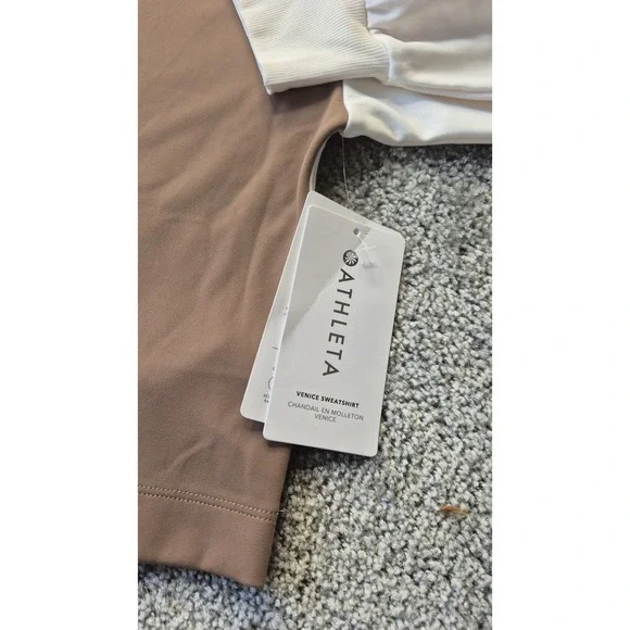NWT Athleta Brown & Cream Size 2X Long Sleeve Pullover Active Wear Stretch Top - Picture 5 of 12
